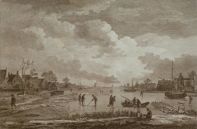 Winter, Golf on Ice, Copperline Engraving by Van Drever, c.1753 by Unbekannt Unbekannt